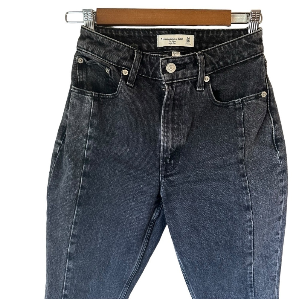 Abercrombie & Fitch Curve Love The Mom High Rise Black Jeans Size 24/00 Short - Picture 4 of 7